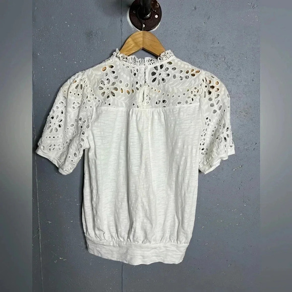 Anthropologie Eri+ Ali  Women's Precieuse High Neck Eyelet Blouse - Picture 3 of 8